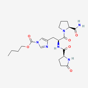 molecular formula C21H30N6O6 B588870 butyl 4-[(2S)-3-[(2S)-2-carbamoylpyrrolidin-1-yl]-3-oxo-2-[[(2S)-5-oxopyrrolidine-2-carbonyl]amino]propyl]imidazole-1-carboxylate CAS No. 130817-94-6