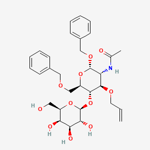 molecular formula C31H41NO11 B588938 Benzyl 2-acetamido-6-O-benzyl-2-deoxy-4-O-beta-D-galactopyranosyl-3-O-prop-2-en-1-yl-alpha-D-glucopyranoside CAS No. 71207-97-1