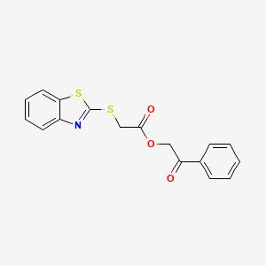 molecular formula C17H13NO3S2 B5889676 2-Oxo-2-phenylethyl 2-benzothiazol-2-ylthioacetate 