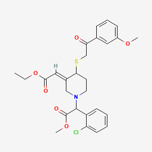 Methyl (2-chlorophenyl)[(3E)-3-(2-ethoxy-2-oxoethylidene)-4-{[2-(3-methoxyphenyl)-2-oxoethyl]sulfanyl}piperidin-1-yl]acetate