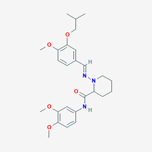 molecular formula C26H35N3O5 B5890235 N-(3,4-DIMETHOXYPHENYL)-1-[(E)-{[4-METHOXY-3-(2-METHYLPROPOXY)PHENYL]METHYLIDENE}AMINO]PIPERIDINE-2-CARBOXAMIDE 