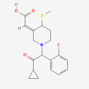 (2Z)-{1-[2-Cyclopropyl-1-(2-fluorophenyl)-2-oxoethyl]-4-(methylsulfanyl)piperidin-3-ylidene}acetic acid