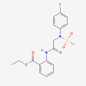 molecular formula C18H19FN2O5S B5890816 ethyl 2-{[N-(4-fluorophenyl)-N-(methylsulfonyl)glycyl]amino}benzoate 