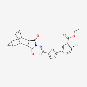 molecular formula C25H21ClN2O5 B5890975 ethyl 2-chloro-5-(5-{(E)-[(1,3-dioxooctahydro-4,6-ethenocyclopropa[f]isoindol-2(1H)-yl)imino]methyl}furan-2-yl)benzoate 
