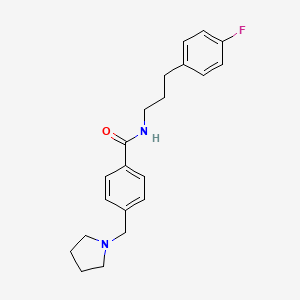 molecular formula C21H25FN2O B5891135 N-[3-(4-FLUOROPHENYL)PROPYL]-4-[(PYRROLIDIN-1-YL)METHYL]BENZAMIDE 