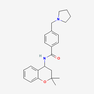 molecular formula C23H28N2O2 B5891435 N-(2,2-DIMETHYL-3,4-DIHYDRO-2H-1-BENZOPYRAN-4-YL)-4-[(PYRROLIDIN-1-YL)METHYL]BENZAMIDE 
