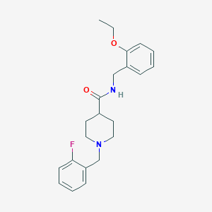 molecular formula C22H27FN2O2 B5891492 N-[(2-ethoxyphenyl)methyl]-1-[(2-fluorophenyl)methyl]piperidine-4-carboxamide 