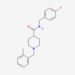 molecular formula C21H25FN2O B5891509 N-[(4-fluorophenyl)methyl]-1-[(2-methylphenyl)methyl]piperidine-4-carboxamide 
