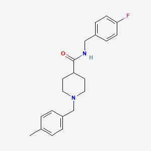 molecular formula C21H25FN2O B5891520 N-[(4-fluorophenyl)methyl]-1-[(4-methylphenyl)methyl]piperidine-4-carboxamide 