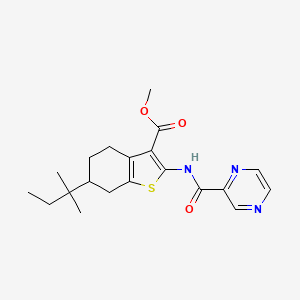 molecular formula C20H25N3O3S B5891872 Methyl 6-(2-methylbutan-2-yl)-2-[(pyrazin-2-ylcarbonyl)amino]-4,5,6,7-tetrahydro-1-benzothiophene-3-carboxylate 