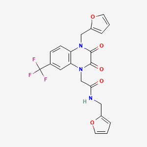 molecular formula C21H16F3N3O5 B5892103 N-(2-furylmethyl)-2-[4-(2-furylmethyl)-2,3-dioxo-7-(trifluoromethyl)-3,4-dihydro-1(2H)-quinoxalinyl]acetamide 