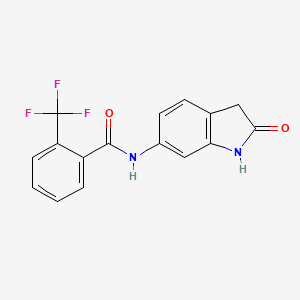molecular formula C16H11F3N2O2 B5892207 N-(2-oxo-2,3-dihydro-1H-indol-6-yl)-2-(trifluoromethyl)benzamide 