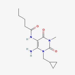 molecular formula C14H22N4O3 B589221 N-(6-Amino-1-(cyclopropylmethyl)-3-methyl-2,4-dioxo-1,2,3,4-tetrahydropyrimidin-5-yl)pentanamide CAS No. 143148-55-4