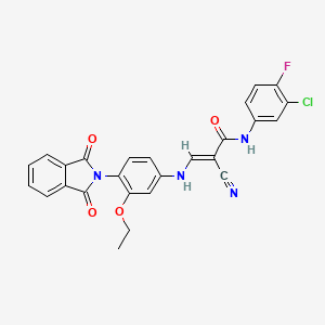 molecular formula C26H18ClFN4O4 B589231 (E)-3-[3-Ethoxy-4-(phthalimidyl)anilino]-N-(3-chloro-4-fluorophenyl)-2-cyano-2-propenamide CAS No. 915945-39-0
