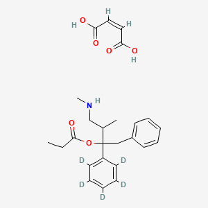 molecular formula C25H31NO6 B589249 (+/-)-Norpropoxyphene-d5 maleate CAS No. 136765-47-4