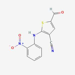 molecular formula C12H7N3O3S B589258 5-Formyl-2-[(2-nitrophenyl)amino]-3-cyanothiophene CAS No. 186792-87-0