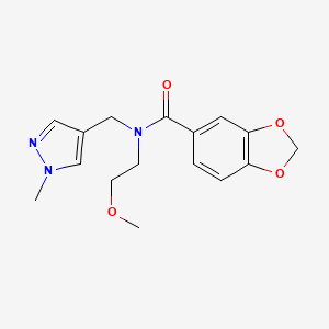 molecular formula C16H19N3O4 B5893244 N-(2-methoxyethyl)-N-[(1-methyl-1H-pyrazol-4-yl)methyl]-1,3-benzodioxole-5-carboxamide 