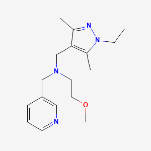 molecular formula C17H26N4O B5893300 N-[(1-ethyl-3,5-dimethyl-1H-pyrazol-4-yl)methyl]-2-methoxy-N-(pyridin-3-ylmethyl)ethanamine 
