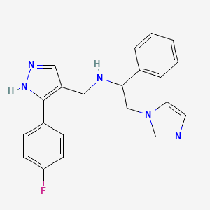 molecular formula C21H20FN5 B5893344 N-[[5-(4-fluorophenyl)-1H-pyrazol-4-yl]methyl]-2-imidazol-1-yl-1-phenylethanamine 