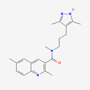 molecular formula C21H26N4O B5893383 N-[3-(3,5-dimethyl-1H-pyrazol-4-yl)propyl]-N,2,6-trimethylquinoline-3-carboxamide 