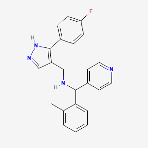 molecular formula C23H21FN4 B5893459 N-[[5-(4-fluorophenyl)-1H-pyrazol-4-yl]methyl]-1-(2-methylphenyl)-1-pyridin-4-ylmethanamine 