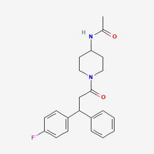 molecular formula C22H25FN2O2 B5893553 N-{1-[3-(4-fluorophenyl)-3-phenylpropanoyl]piperidin-4-yl}acetamide 