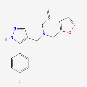 molecular formula C18H18FN3O B5893622 N-[[5-(4-fluorophenyl)-1H-pyrazol-4-yl]methyl]-N-(furan-2-ylmethyl)prop-2-en-1-amine 