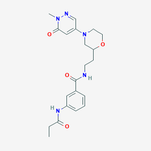 molecular formula C21H27N5O4 B5893656 N-{2-[4-(1-methyl-6-oxo-1,6-dihydropyridazin-4-yl)morpholin-2-yl]ethyl}-3-(propionylamino)benzamide 