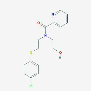 molecular formula C16H17ClN2O2S B5893669 N-{2-[(4-chlorophenyl)thio]ethyl}-N-(2-hydroxyethyl)pyridine-2-carboxamide 