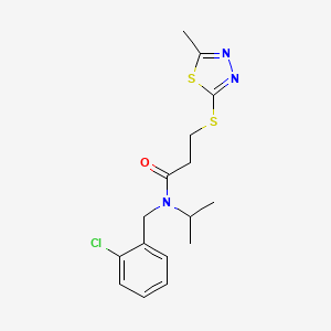 molecular formula C16H20ClN3OS2 B5893733 N-(2-chlorobenzyl)-N-isopropyl-3-[(5-methyl-1,3,4-thiadiazol-2-yl)thio]propanamide 