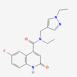 molecular formula C18H19FN4O2 B5893776 N-ethyl-N-[(1-ethyl-1H-pyrazol-4-yl)methyl]-6-fluoro-2-oxo-1,2-dihydroquinoline-4-carboxamide 