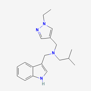 molecular formula C19H26N4 B5893853 N-[(1-ethyl-1H-pyrazol-4-yl)methyl]-N-(1H-indol-3-ylmethyl)-2-methylpropan-1-amine 