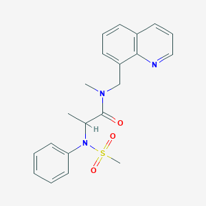 molecular formula C21H23N3O3S B5893930 N-methyl-2-[(methylsulfonyl)(phenyl)amino]-N-(quinolin-8-ylmethyl)propanamide 