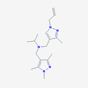 molecular formula C18H29N5 B5894075 N-[(1-allyl-3-methyl-1H-pyrazol-4-yl)methyl]-N-[(1,3,5-trimethyl-1H-pyrazol-4-yl)methyl]propan-2-amine 