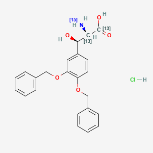 3,4-Di-O-benzyl DL-threo-Droxidopa-13C2,15N Hydrochloride