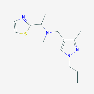 molecular formula C14H20N4S B5894230 N-[(1-allyl-3-methyl-1H-pyrazol-4-yl)methyl]-N-methyl-1-(1,3-thiazol-2-yl)ethanamine 