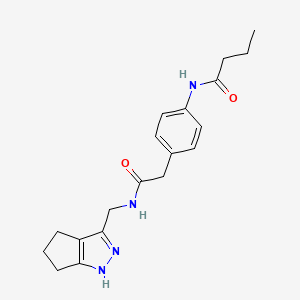 molecular formula C19H24N4O2 B5894257 N-(4-{2-oxo-2-[(1,4,5,6-tetrahydrocyclopenta[c]pyrazol-3-ylmethyl)amino]ethyl}phenyl)butanamide 