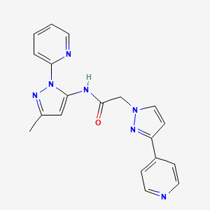 molecular formula C19H17N7O B5894551 N-[3-methyl-1-(2-pyridinyl)-1H-pyrazol-5-yl]-2-[3-(4-pyridinyl)-1H-pyrazol-1-yl]acetamide trifluoroacetate 