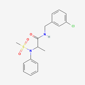 molecular formula C17H19ClN2O3S B5894575 N-(3-chlorobenzyl)-2-[(methylsulfonyl)(phenyl)amino]propanamide 