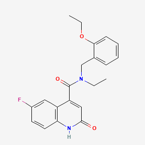 molecular formula C21H21FN2O3 B5894878 N-(2-ethoxybenzyl)-N-ethyl-6-fluoro-2-oxo-1,2-dihydroquinoline-4-carboxamide 