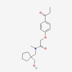 molecular formula C19H27NO4 B5894893 N-{[1-(hydroxymethyl)cyclopentyl]methyl}-N-methyl-2-(4-propionylphenoxy)acetamide 