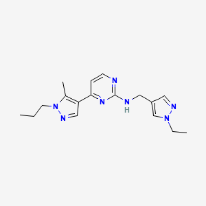 molecular formula C17H23N7 B5894895 N-[(1-ethylpyrazol-4-yl)methyl]-4-(5-methyl-1-propylpyrazol-4-yl)pyrimidin-2-amine 