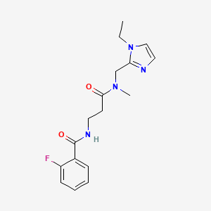 molecular formula C17H21FN4O2 B5894916 N-{3-[[(1-ethyl-1H-imidazol-2-yl)methyl](methyl)amino]-3-oxopropyl}-2-fluorobenzamide 