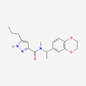 molecular formula C18H23N3O3 B5895021 N-[1-(2,3-dihydro-1,4-benzodioxin-6-yl)ethyl]-N-methyl-5-propyl-1H-pyrazole-3-carboxamide 