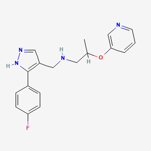 molecular formula C18H19FN4O B5895239 N-[[5-(4-fluorophenyl)-1H-pyrazol-4-yl]methyl]-2-pyridin-3-yloxypropan-1-amine 