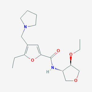 molecular formula C18H28N2O4 B5895257 N-[(3S*,4R*)-4-ethoxytetrahydrofuran-3-yl]-5-ethyl-4-(pyrrolidin-1-ylmethyl)-2-furamide 
