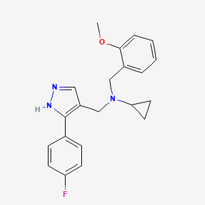 molecular formula C21H22FN3O B5895375 N-{[3-(4-fluorophenyl)-1H-pyrazol-4-yl]methyl}-N-(2-methoxybenzyl)cyclopropanamine 