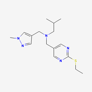 molecular formula C16H25N5S B5895489 N-{[2-(ethylthio)pyrimidin-5-yl]methyl}-2-methyl-N-[(1-methyl-1H-pyrazol-4-yl)methyl]propan-1-amine 