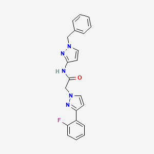 molecular formula C21H18FN5O B5895558 N-(1-benzyl-1H-pyrazol-3-yl)-2-[3-(2-fluorophenyl)-1H-pyrazol-1-yl]acetamide 
