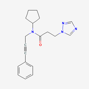 molecular formula C19H22N4O B5895599 N-cyclopentyl-N-(3-phenylprop-2-yn-1-yl)-3-(1H-1,2,4-triazol-1-yl)propanamide 